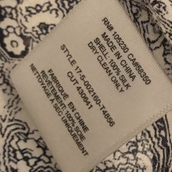 Joie Navy & White Silk Blouse - Picture 5 of 5